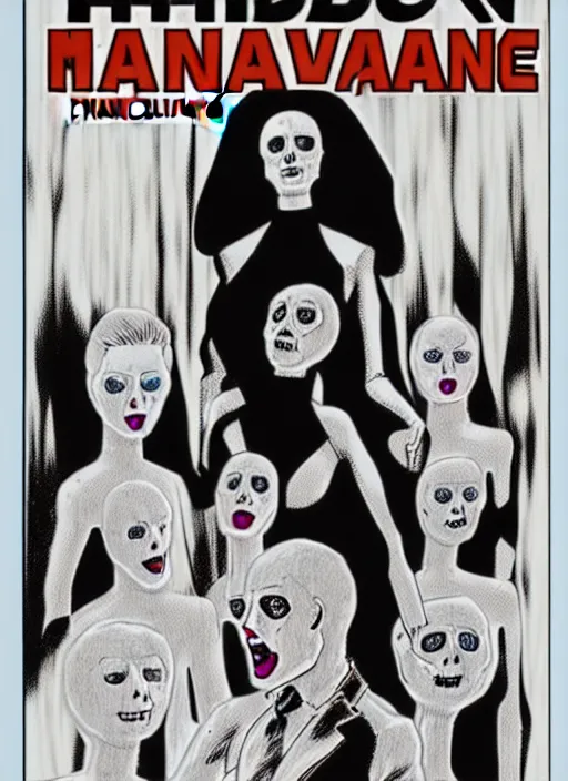Image similar to HAUNTED MANNEQUIN comic cover, four-color process