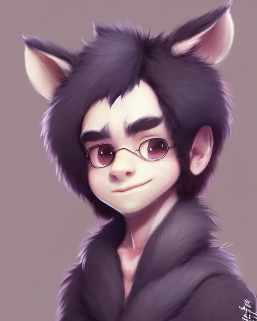 Prompt: character concept art of a cute young male anthropomorphic furry | | adorable nuzzler, key visual, realistic shaded perfect face, fine details by stanley artgerm lau, wlop, rossdraws, james jean, andrei riabovitchev, marc simonetti, and sakimichan, trending on weasyl