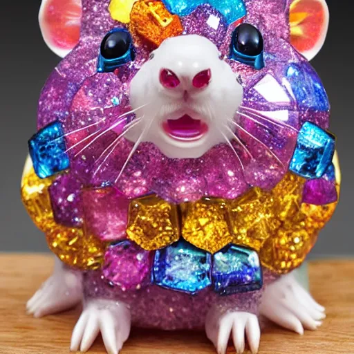 Image similar to rainbow hamster made out of large gems and crystals, sculpture, 8 k hd