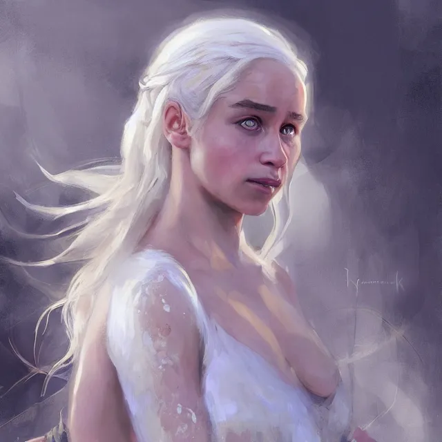 Image similar to daenerys targaryen as a firebender, portrait, elegant, intricate, digital painting, artstation, concept art, smooth, sharp focus, illustration, art by konstantin korovin and daniel f. gerhartz and john howe