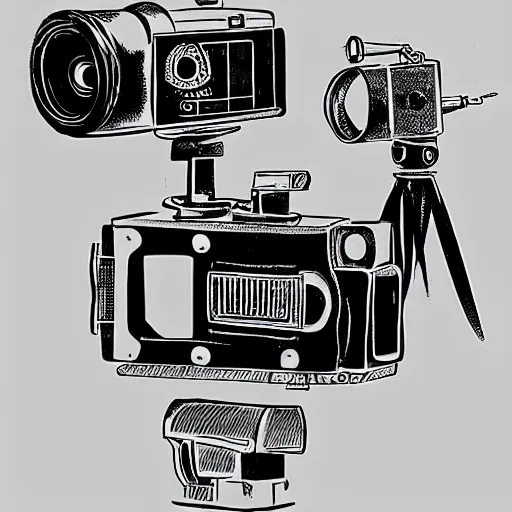 Image similar to cinema camera, illustrated by Steve Wilson