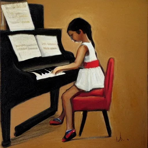 Image similar to 'a girl playing a piano'