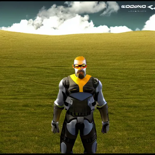 Prompt: Gordon Freeman in the Windows XP wallpaper