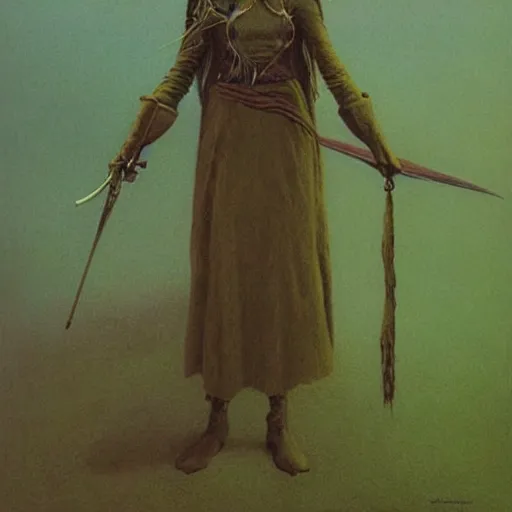 Image similar to Elven ranger, Zdzisław Beksiński