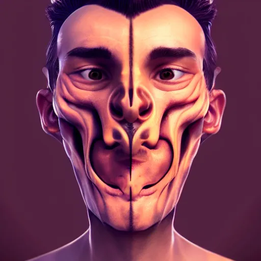 Image similar to a man's face is fused into fruit, artstation, cgsociety, concept art, illustration, 8 k