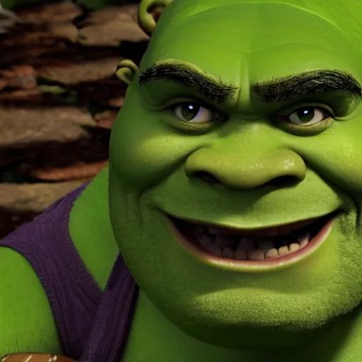 Sexy Shrek inviting you to his swamp, extremely highly | Stable Diffusion