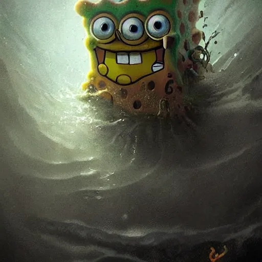 Image similar to spongebob nightmare fuel,digital art,ultra realistic,ultra detailed,art by greg rutkowski