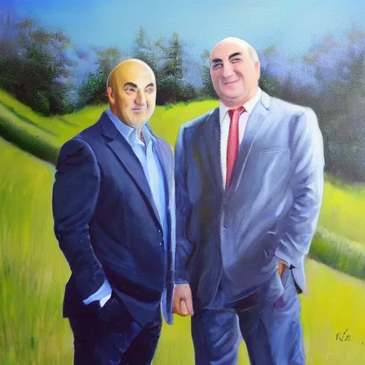 Image similar to kevin o'leary paintings of kevin o'leary, standing next to kevin o'leary