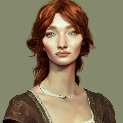 Image similar to eleanor tomlinson posing peasantry clothing, wistful, highly detailed, digital painting, artstation, concept art, smooth, sharp focus, illustration