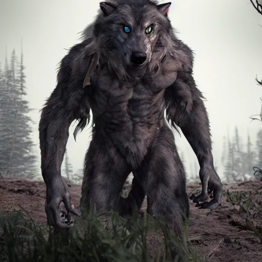 Image similar to werewolf from van helsing unreal engine hyperreallistic render 8k character concept art forest masterpiece