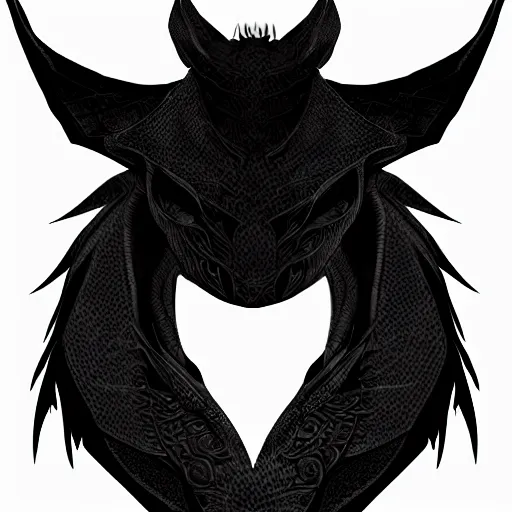 Prompt: A Black Dragon face, avatar, emote, digital art