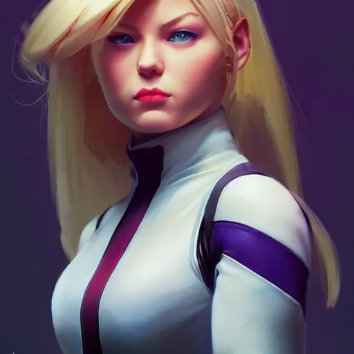 Image similar to gwen stacy as a street fighter character, cg animation, capcom, realistic, character select portrait, by artgerm, greg rutkowski, alphonse mucha, 3 d