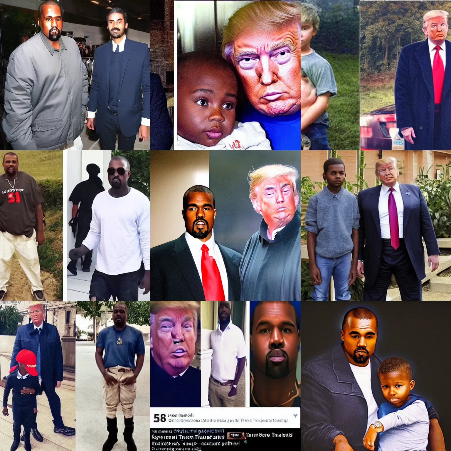 Prompt: realistic photo of kayne and trump kid at 2 5 years old