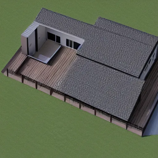 Prompt: 2D image of a house set against a 3D grid