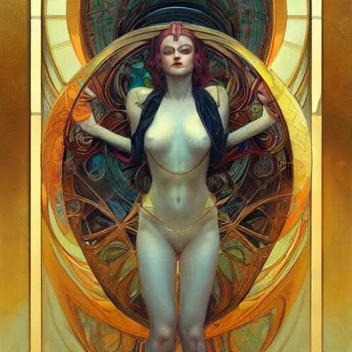 Image similar to a retrofuturist painting in the style of donato giancola, and in the style of tom bagshaw, and in the style of alphonse mucha. symmetry, smooth, sharp focus, semi - realism, intricate detail.