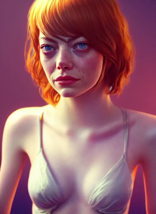 Prompt: emma stone, hyper detailed, digital art, trending in artstation, cinematic lighting, studio quality, smooth render, unreal engine 5 rendered, octane rendered, art style by klimt and nixeu and ian sprigger and wlop and krenz cushart.