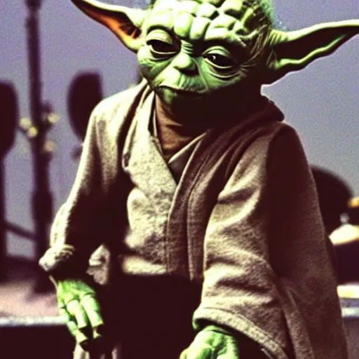 Image similar to yoda performing at woodstock