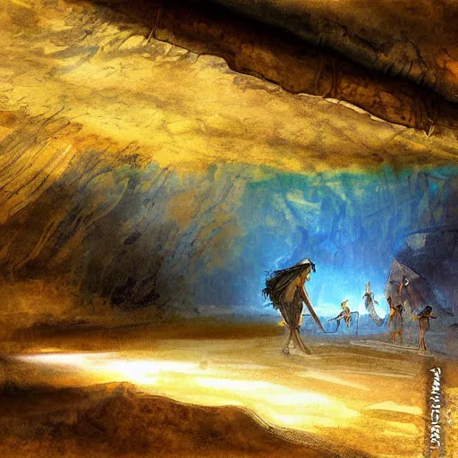 Prompt: painting in lascaux cave, by makoto shinkai