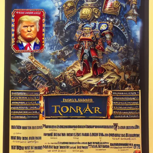 Image similar to donald trump as the god emperor of mankind, warhammer 4 0 k universe, immense detail, by john blanche