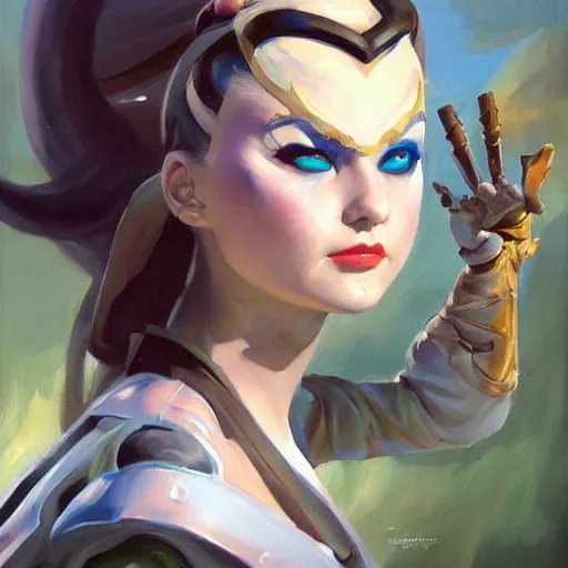 Image similar to greg manchess portrait painting of partially armored alice from alice in wonderland as overwatch character, medium shot, asymmetrical, profile picture, organic painting, sunny day, matte painting, bold shapes, hard edges, street art, trending on artstation, by huang guangjian, gil elvgren, ruan jia, randy vargas, greg rutkowski