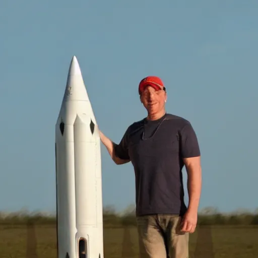 Prompt: photo of a hybrid between a human and a rocket