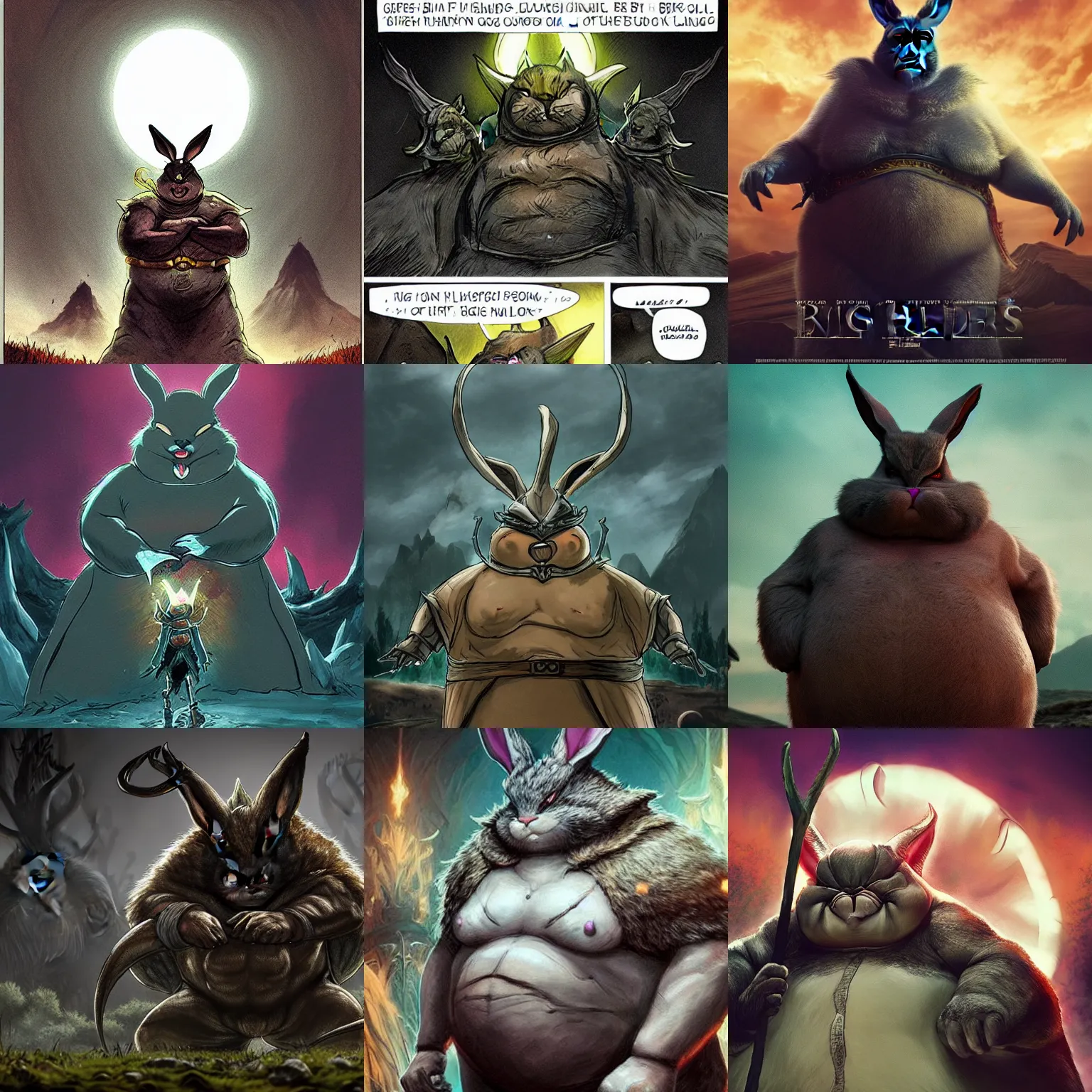 Prompt: Big Chungus as the final boss of Elden Ring