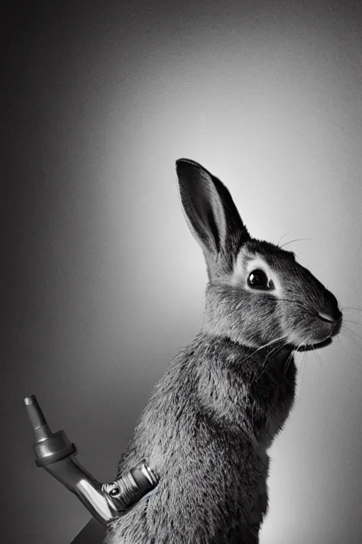 Prompt: portrait of a half cherokee half rabbit smoking a pipe, dramatic lighting, studio photo, realistic