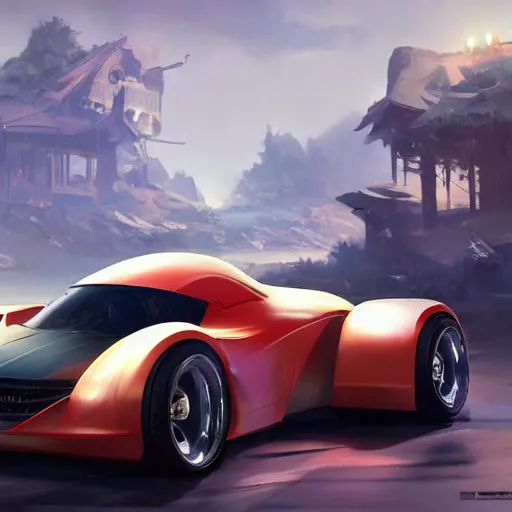 Prompt: custom car, elegant, digital painting, concept art, smooth, sharp focus, art style from Wang Ke and Greg Rutkowski and Bruce Kaiser and Scott Robertson and Dmitry Mazurkevich and Doruk Erdem and Jon Sibal, small style cue from iRobots