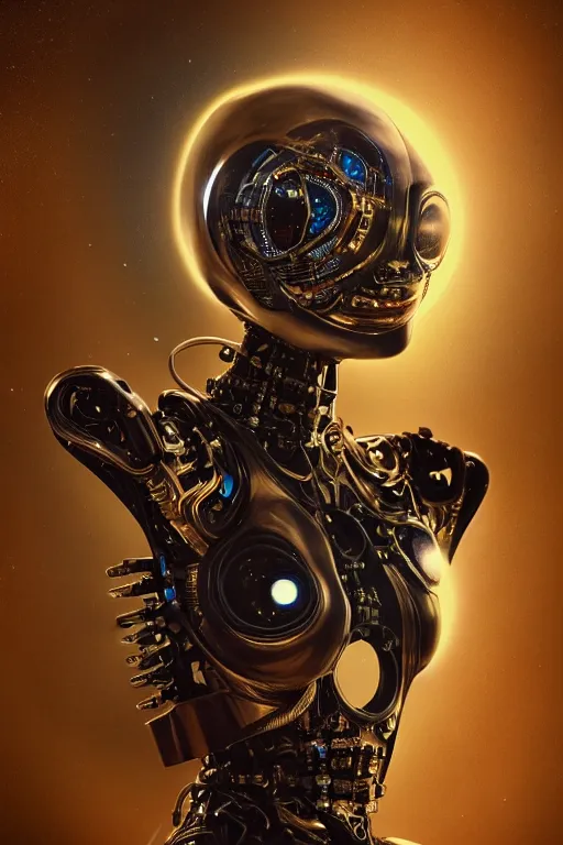 Prompt: a beautiful ultradetailed fine art photo of a futuristic cybernetic cyborg cat against galactic space, by tom bagshaw and natalie shau, portrait, 3 5 mm lens, golden ratio composition, detailed face, studio photography, very detailed, deep depth of field, humanoids, industrial robotic cats, artstation, 8 k, highly coherent