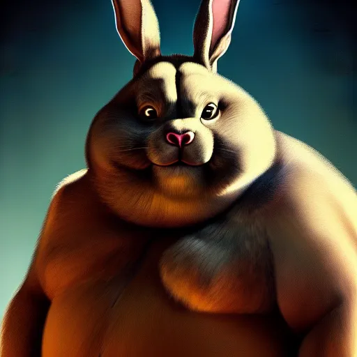 Image similar to portrait of the real life Big Chungus, expressive pose, futuristic, highly detailed, digital painting, artstation, concept art, smooth, sharp focus, dramatic light, studio light, by leonardo da vinci