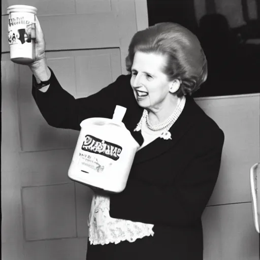 Image similar to margaret thatcher stealing milk from a baby