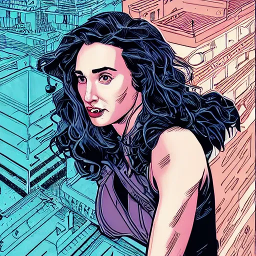 Image similar to portrait of a woman who looks like gal gadot and jennifer connelly, by laurie greasley and james stokoe