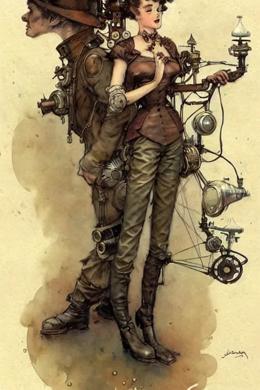 Image similar to (((((1950s steampunk cover art . muted colors.))))) by Jean-Baptiste Monge !!!!!!!!!!!!!!!!!!!!!!!!!!!