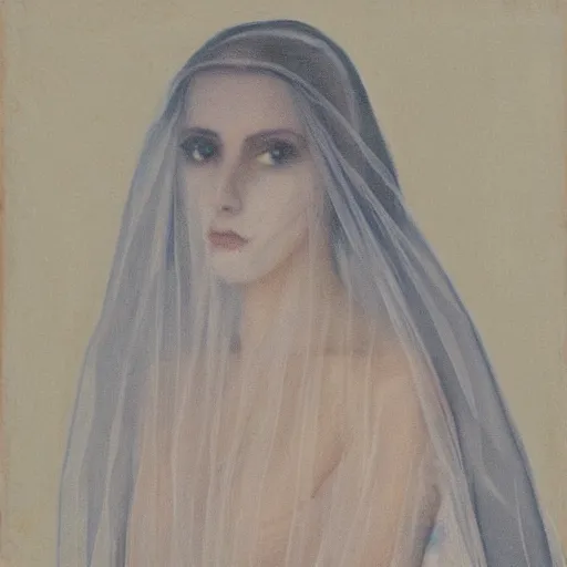 Image similar to portrait of a beautiful veiled widow girl ghost