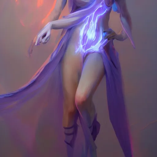 Image similar to ancient sorceress concept art by yanjun cheng, floating, magic energy, alex ross, artgerm, wide angle, full body, detailed, artstation