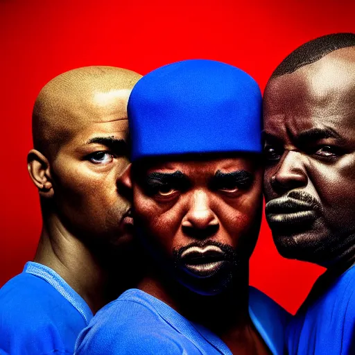 Image similar to crips vs bloods, uhd, 8 k photograph by emanuele dascanio and robin eley