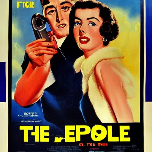 Prompt: The Telephone, movie poster, artwork by Bill Medcalf