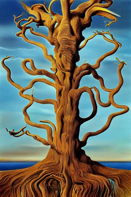 Prompt: a tree, art by salvador dali, intricate, elegant, highly detailed, smooth, sharp focus, artstation