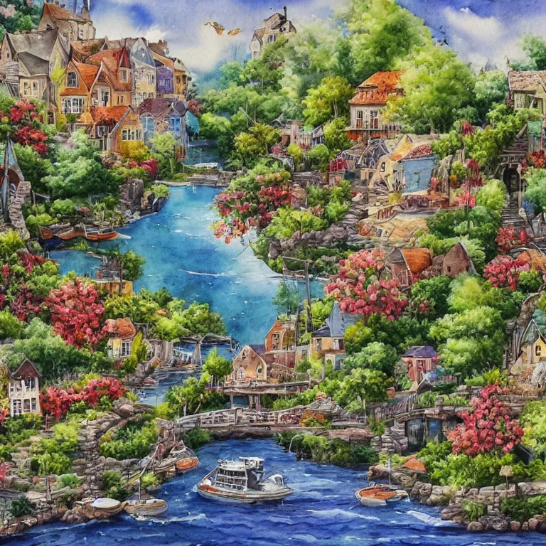 Image similar to watercolor destination, highly detailed, 4 k