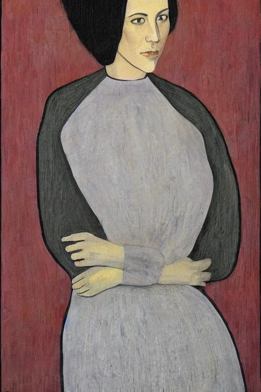 Prompt: a painted portrait of a women, art by felice casorati, aesthetically pleasing and harmonious natural colors, expressionism, fine day, portrait