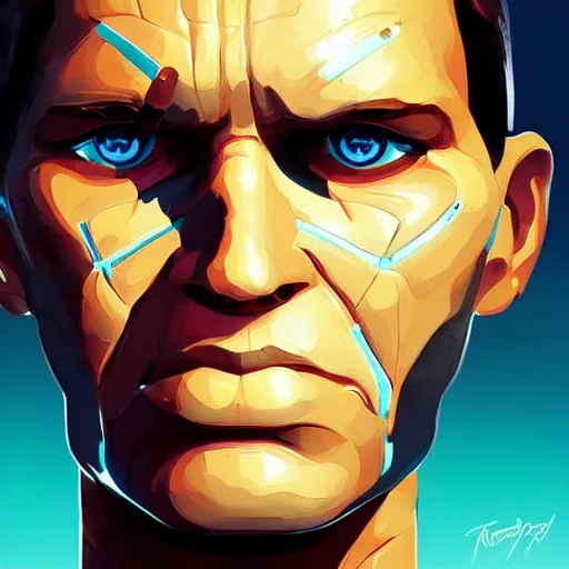 Image similar to face icon stylized minimalist terminator genysis, loftis, cory behance hd by jesper ejsing, by rhads, makoto shinkai and lois van baarle, ilya kuvshinov, rossdraws global illumination