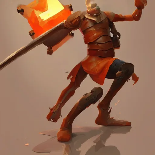 Prompt: battle toast, a slice of toasted bread with a face, arms and legs, holding a sword and shield, volumetric lighting, dynamic composition, fantasy, hyper detailed, ultra realistic, sharp focus, octane render, concept art by sachin teng and sergey kolesov and ruan jia and heng z