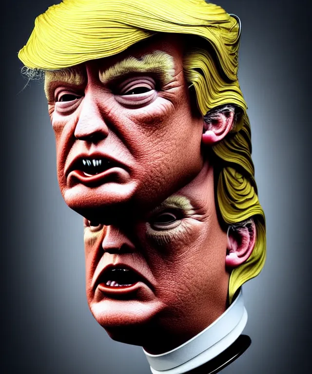 Prompt: hyperrealistic mixed media painting of Donald Trump as the doll from 'Saw', stunning 3d render inspired art by P. Craig Russell and Barry Windsor-Smith + perfect facial symmetry + dim volumetric lighting, ornate gothic armor, head and shoulders, d&d, arms crossed, serious expression, 8k octane beautifully detailed render, post-processing, extremely hyperdetailed, intricate, epic composition, grim yet sparkling atmosphere, cinematic lighting + masterpiece, trending on artstation, very very detailed, masterpiece, stunning