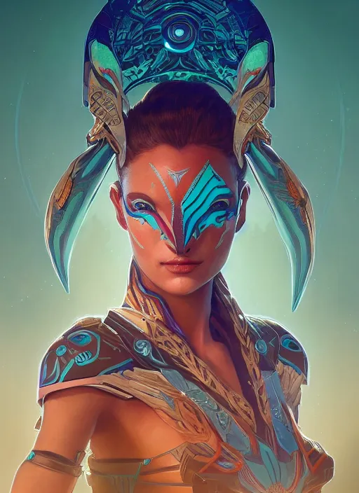 Image similar to symmetry!! portrait of teal alien in the style of horizon zero dawn, machine face, intricate, elegant, highly detailed, digital painting, artstation, concept art, smooth, sharp focus, illustration, art by artgerm and greg rutkowski and alphonse mucha, 8 k