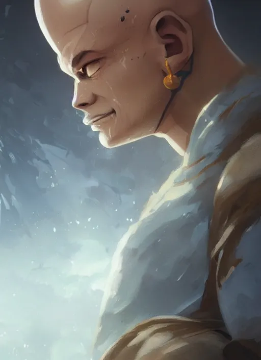 Image similar to highly detailed portrait of aang the last airbender, unreal engine, fantasy art by greg rutkowski