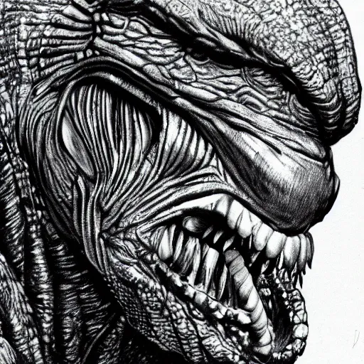 Image similar to highly detailed illustration of gill - man from creature of the black lagoon, hyper realistic, sci - fi horror art