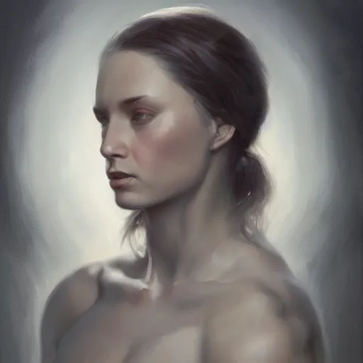 Prompt: painting of a beautiful grey haired girl with muscles, by tom bagshaw, greg rutkowski, wlop