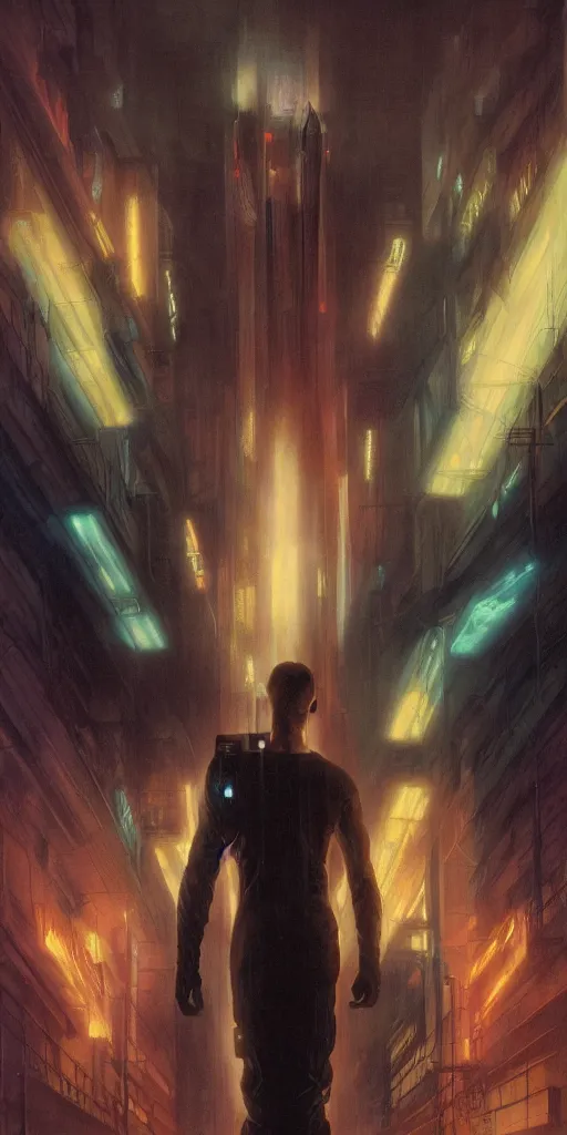 Image similar to epic masterpiece Blade Runner 2049 neon, fifth element, cyber vampires, atmospheric, photograph by Edgar Maxence and Ross Tran and Michael Whelan, boris vallejo, frank frazetta, mitch foust