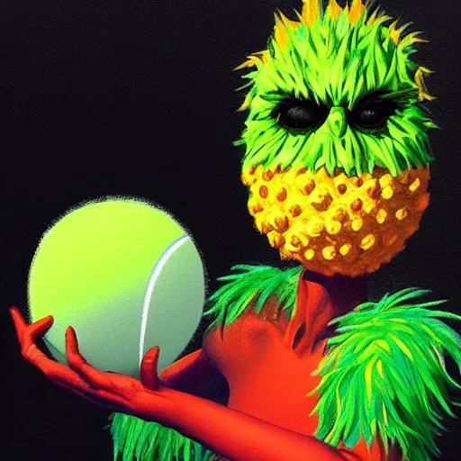 Image similar to a tennis ball monster, digital art, fantasy, magic, trending on artstation, ultra detailed, professional illustration by Basil Gogos