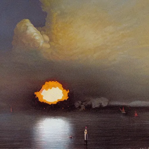 Prompt: a 1 8 th painting of a nuclear explosion in france